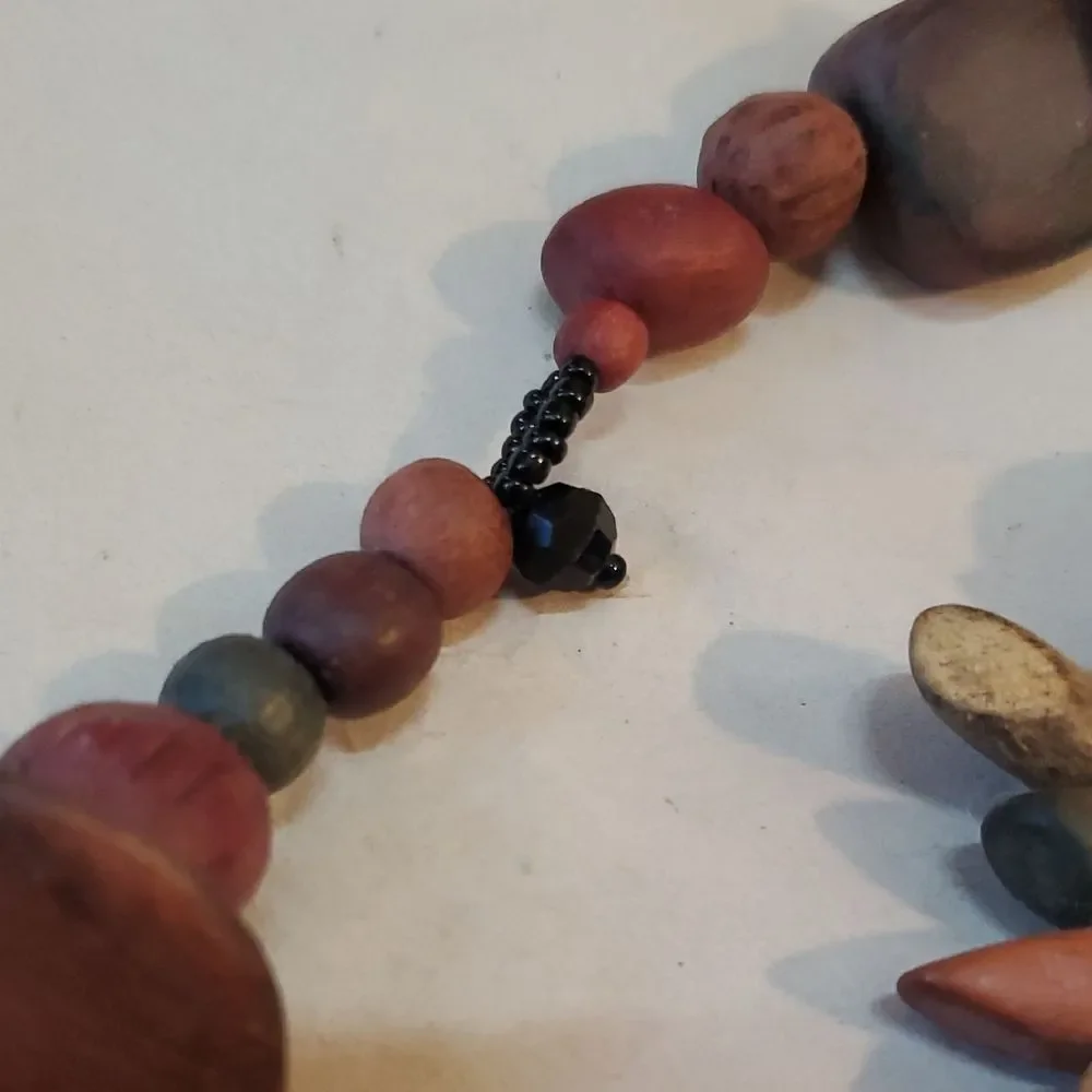 Handcrafted Long Wooden Bead Necklace